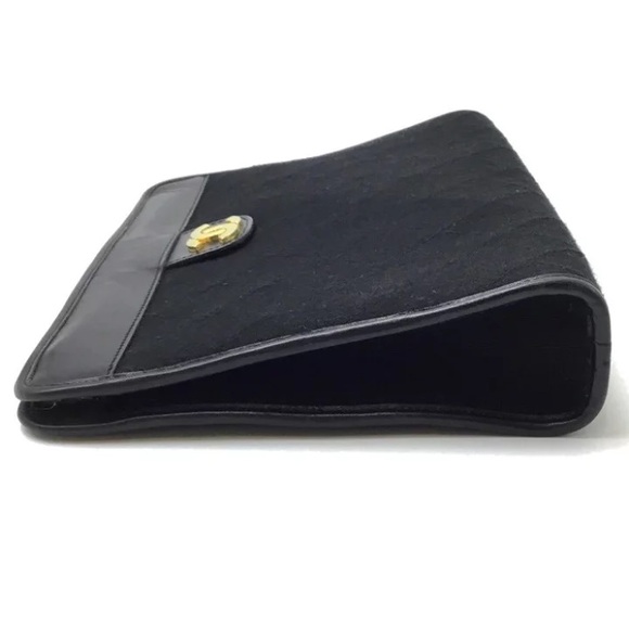 Authentic CHANEL vintage cotton leather snap clutch 24k gold - Picture 8 of 11